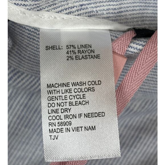 Alex Marie Women’s 14 Blue Stripe Reina Linen Pleated Lightweight Shorts NEW - Picture 5 of 7